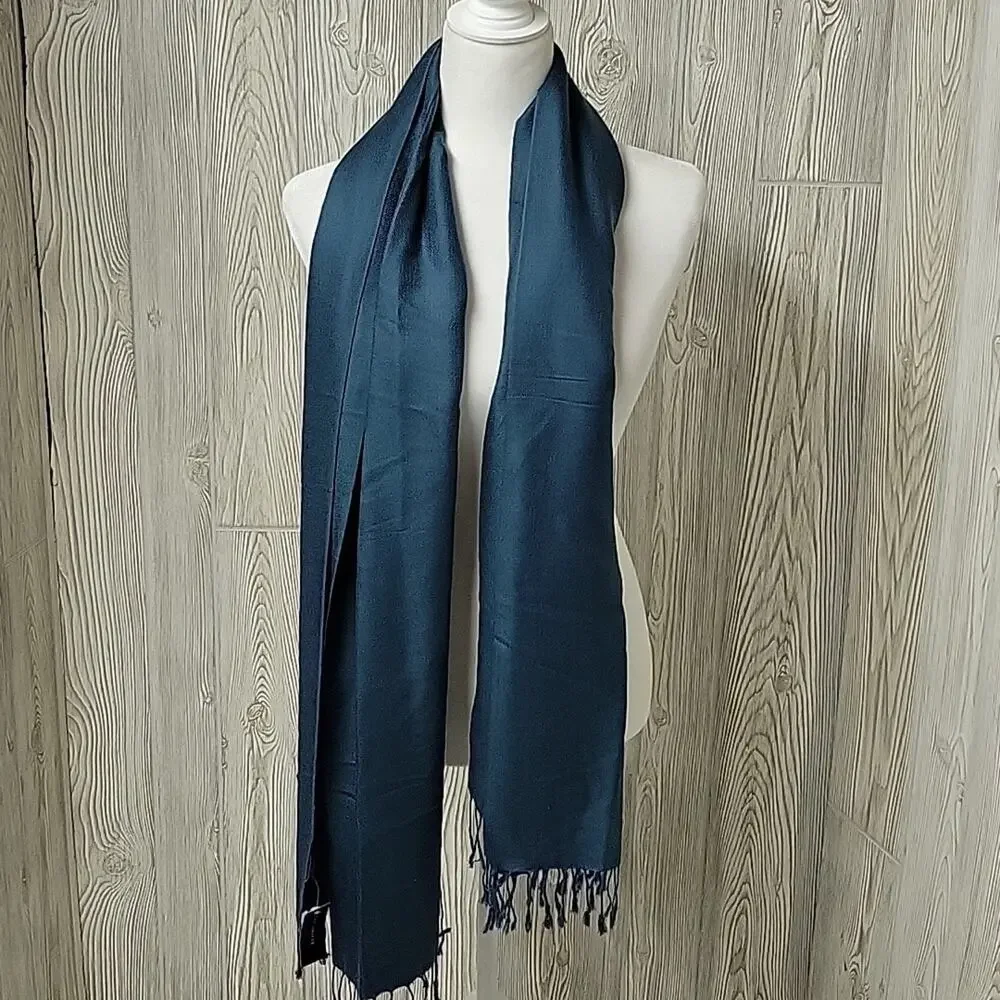 The Limited Silk Cashmere Blend Blue Scarf NWT